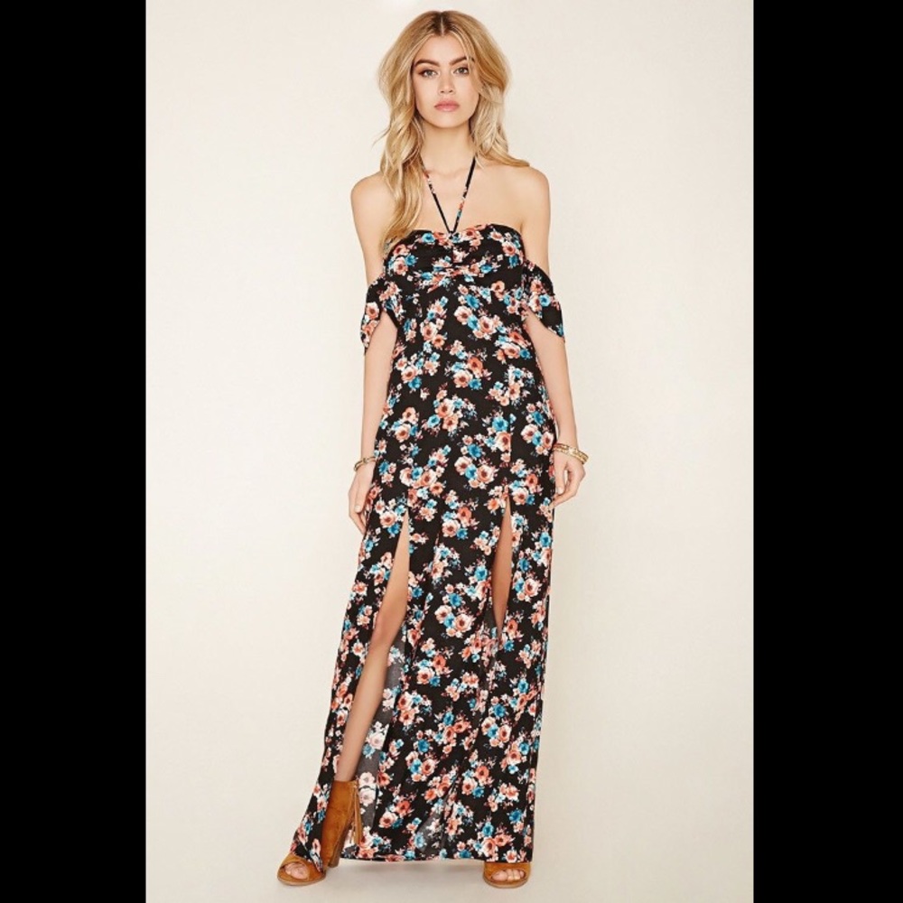 M-Slit Maxi Floral  Dress